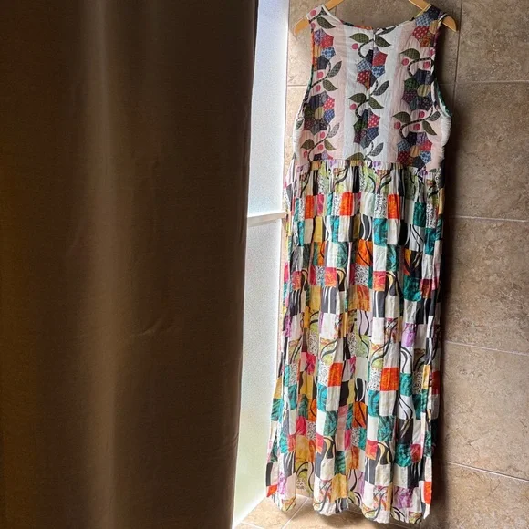 Let Me Be Quilted Patchwork Maxi Dress Anthropologie Sz L New With Tags Pockets! - Picture 10 of 16